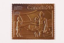 1976 Montreal Olympic OLYMPIC TORCH Canada Post BRONZE STAMP !! #med-89