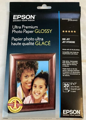 Epson Ultra Premium Photo Paper GLOSSY (5x7 Inches, 20 Sheets) (S041945) NEW - Image 1 of 2
