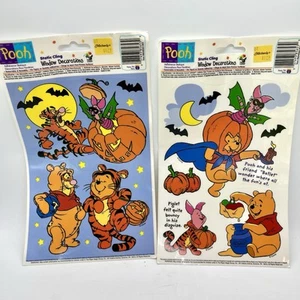 Vintage 2pc Winnie Pooh Halloween Static Window Cling Decorations Piglet Tigger - Picture 1 of 3