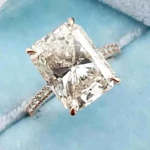 6CT Radiant Cut Lab Created Hidden Halo Engagement Ring 14K Yellow Gold Plated - Picture 1 of 9