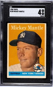 1958 Topps #150 - Mickey Mantle - Yankees de Nueva York - Salón de la fama - SGC 4 - ¡Tarjeta impresionante! - Imagen 1 de 2