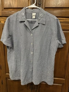 Fashion Bug Blouse Top 18/20W Seersucker Short Sleeve Button Down - Picture 1 of 4