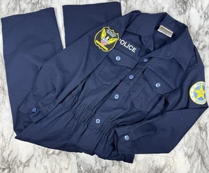 Costume poliziotto ragazzo taglia piccola 4-6 pezzo unico toppe blu Halloween - Foto 1 di 7