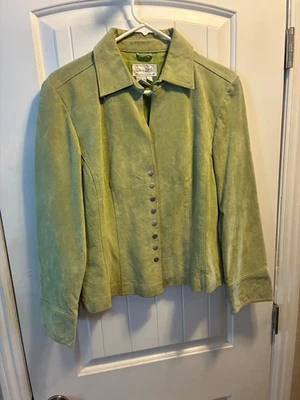 Live a Little Lime Green Suede Leather Jacket Size M   S1 - Image 1 of 4