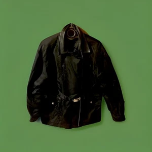 Vintage schwarze Utility Jacke mit Ledergürtel 1970, Japan Unisex - Bild 1 von 5