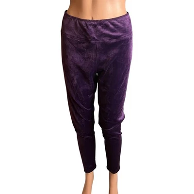 Cuddl Duds Women’s Purple Velour Leggings M Pajama Bottoms Winter Cabin Core - Image 1 of 4