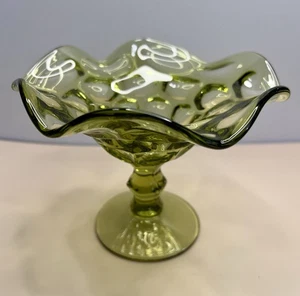 Vintage Imperial Glas Provinz grün Daumenabdruck Süßigkeiten Kompott Schale NEUWERTIG - Bild 1 von 8