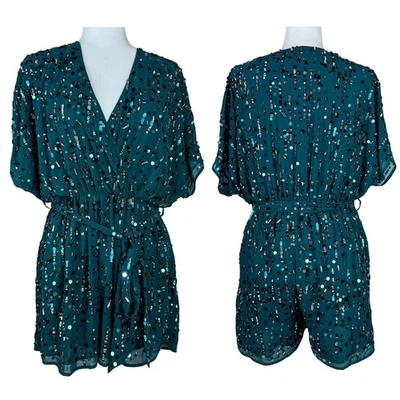 Mameluco Mac Duggal Nuevo con Etiquetas Lentejuelas Azuladas Adornado Gasa Talla XS *Estilo de muestra* Foto 1 de 4