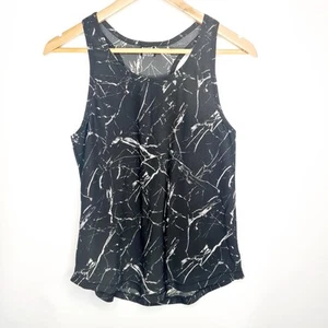 Bonds Size S Black Print Sleeveless Razorback Round Hem Activewear Top - Picture 1 of 10