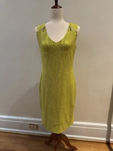 Frank Lyman Size 8 Chartreuse Fitted Dress Stretch Zipper Detail - Picture 1 of 6
