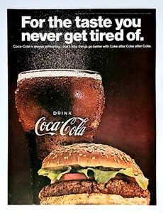 Vintage Coca Cola Anzeige Original 1967 Cola und Hamburger Werbung - Bild 1 von 2