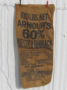 VINTAGE BURLAP FARM MANGIME SACCO ARMATURA CO CHICAGO - Foto 1 di 6