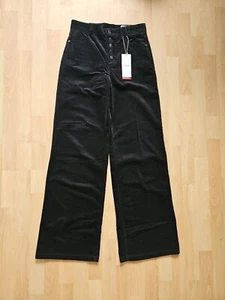 s.Oliver Damen Cord Hose schwarz Größe W36 L32 ca. Größe L - Wide Leg High Rise - Bild 1 von 9