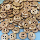50/100PCS Wood Buttons Sewing 4 Holes Round Brown Dia Clothing Accessories 15mm