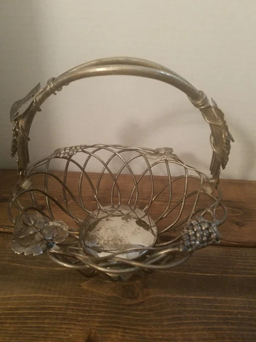 Vintage Godinger Silver Plated Fruit Basket Easter Basket Open Weave w/Handle Cover