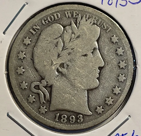 1893-S  Barber Half Dollar - FREE SHIPPING - P15-6 Cover