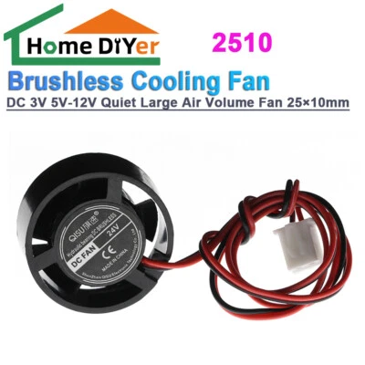 Mini 2510 Brushless Cooling Fan DC 3V 5V-12V Quiet Large Air Volume Fan 25×10mm - Image 1 of 4