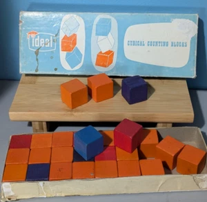 Ideal Cubical Counting Blocks Vintage 27 Blocks Made in USA No. 3065 - Picture 1 of 6