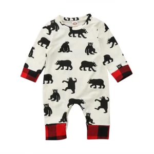 Newborn Baby Boys Girls Cartoon Print Jumpsuit Romper Bodysuit Playsuit Outfits - Picture 1 of 11