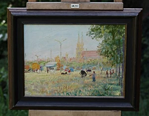 Hans HIRSCHHUBER (1904 La Haya cerca de Wasserburg - 1977 Múnich) pintura al óleo, Oktoberfest - Imagen 1 de 9