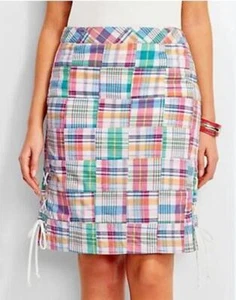 Falda Talbots Colorida Madrás a Cuadros Retazos Algodón Corbata Lateral Talla 6 - Imagen 1 de 4