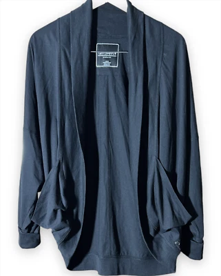 Cárdigan Suéter Bolsillos Suave Negro Frente Abierto Slouchy Cómodo Manga 3/4 L Foto 1 de 4