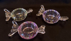 PartyLite Jollyville Trio Tea Lite/Votive holders wrapped candy, clear w/colors - Picture 1 of 10