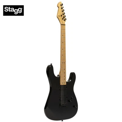 Stagg Metal Series Solid Mahogany Electric Guitar All Black SEM-TWO H BK - Image 1 of 4