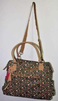 NEW 1pc Gigi Hill Gia & Dani Denim Leather Trim Duffle bag Annalise Floral Kiss  - Image 1 of 4