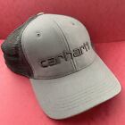 Carhartt Men's Gray Mesh Back Trucker Dad Hat Os Cotton Sweatband Spellout Logo