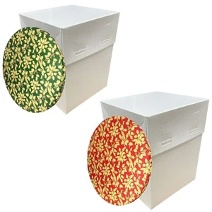 HOHE 12" x 12" verstellbare Kuchenbox & festliche Weihnachten Runde Kuchen Drum Board Set - Bild 1 von 8