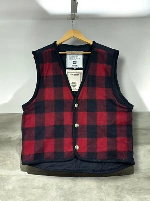Coliseum Wool Plaid Vest Mens Medium Red Plaid Quilted Back Vintage - Image 1 of 4