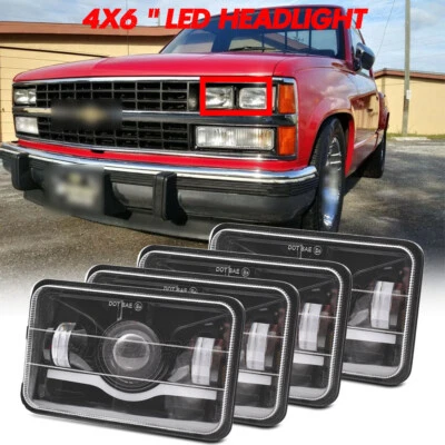 FOR 1988 1989 Chevy Silverado 4x6" LED Headlight Projector Sealed High Low Beam - Image 1 of 4
