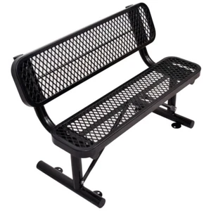 4 ft. Outdoor Steel Bench with Backrest BLACK - Picture 1 of 6