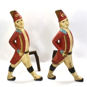 Antique Hessian Soldiers Andirons Cast Iron - Picture 1 of 2