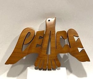 Vintage Wood Peace Dove Bird Plaque Wall Decor - Picture 1 of 4