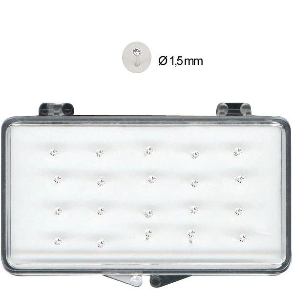 1 box Orecchini Piercing Naso Nasini Micro Argento 925 cristallo Bianco 1,5 mm - Immagine 1 di 1