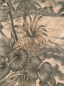 Trader Bay Aloha Hawaiian Shirt Pineapples Palm Trees Hibiscus Size L - Picture 1 of 4
