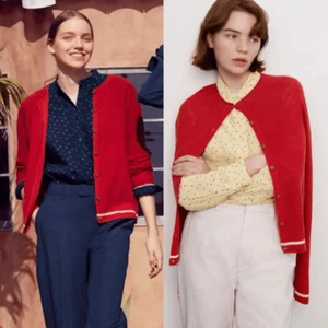 Ines de la Fressange x Uniqlo IDLF 3D Knit LS Red Linen Blend Sweater Medium - Picture 1 of 10