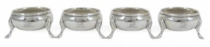 Antique Victorian 1882 Set of 4 Sterling Silver Cauldron Salt Cellars Bowl Cruet - Picture 1 of 8