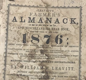 1876 Original Leavitt's Farmer's Almanac William Leavitt Nephew Edson Eastman 80 - Picture 1 of 4