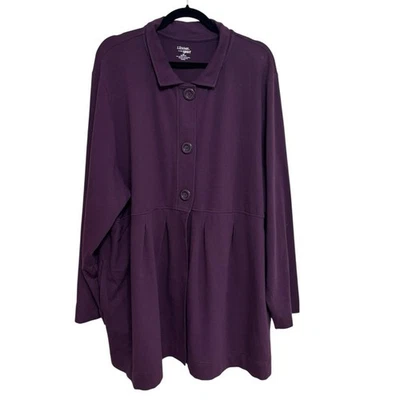 NWT Liz & Me Stretch Cotton Jersey Peplum Jacket in Purple - Size 2X - Image 1 of 4