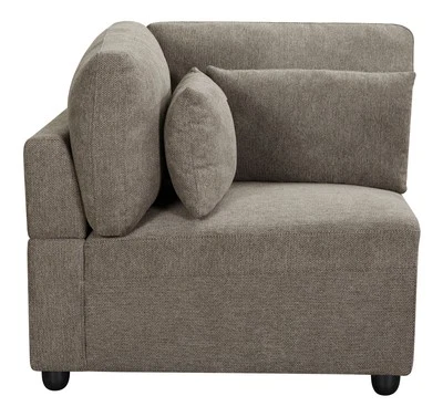 Silla apoyabrazos orientada a la izquierda tapizada de tela contemporánea ACME Rylie en gris Foto 1 de 4