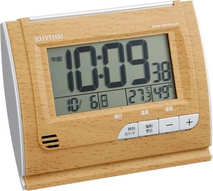 RHYTHM Alarm Clock Radio Clock Digital Temperature Humidity Calendar Bro - Picture 1 of 2