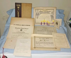 1936 Plainfield H.S. Yearbook, Diploma, Public Sch #80 Bronx, more Ephemera Etc. - Picture 1 of 23