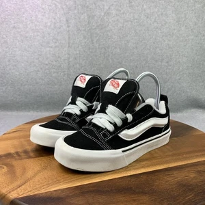 Vans Knu Skool Shoes Women Sz 5 Black White Suede Chunky Fat Tongue Wide Laces - Picture 1 of 13