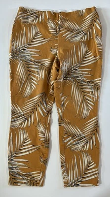 Calça cropped skinny White House Black Market estampa de folha floral mostarda tamanho 12 - Imagem 1 de 4