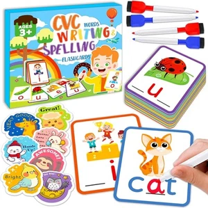 CVC Word Games Writing Spelling Flash Cards for Kindergarten, Sight Word... - Picture 1 of 6
