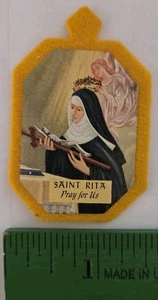 Pequeño artículo religioso que representa la medalla escapularia de Santa Rita de Cascia - Imagen 1 de 2