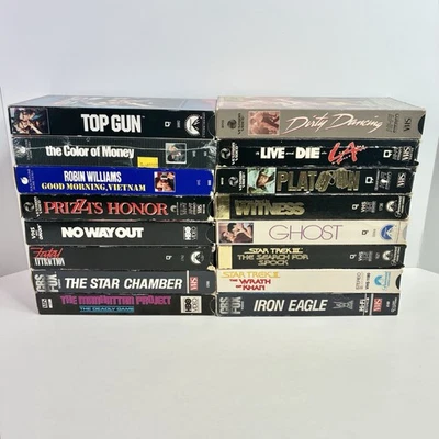80s VHS Lot Of 16 Action Sci-Fi Thriller Drama Star Trek Top Gun Platoon *READ* - Image 1 of 4